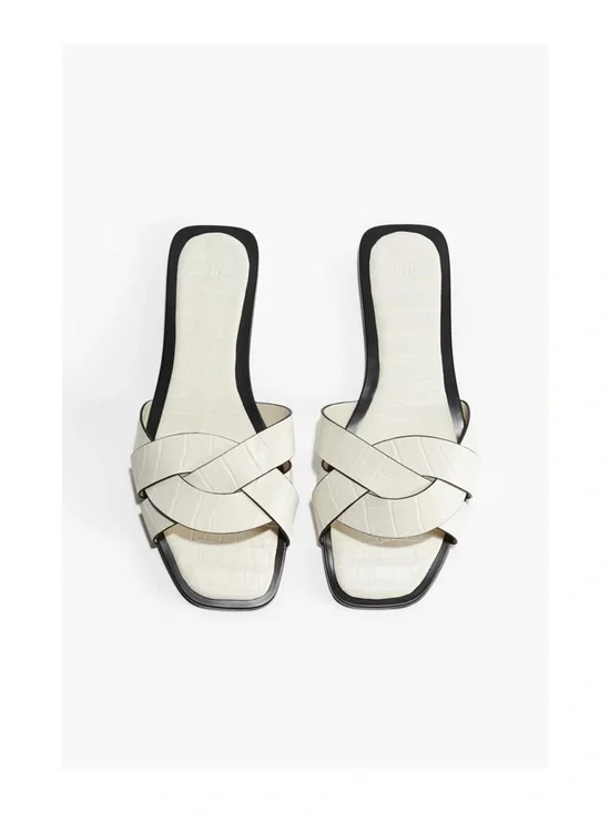 H&M White Braided Slide Sandals - Picture 1 of 4